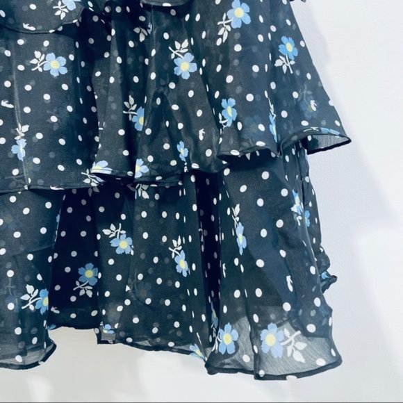 Sandy Liang For Target Dress Small Floral Short Puff Sleeve Tiered Polka Dot New - Picture 8 of 17